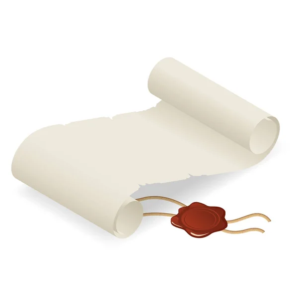 Изометрический старый бумажный свиток или пергаментный свиток, изолированный на белом фоне. Икона диплома выпускника — стоковый вектор