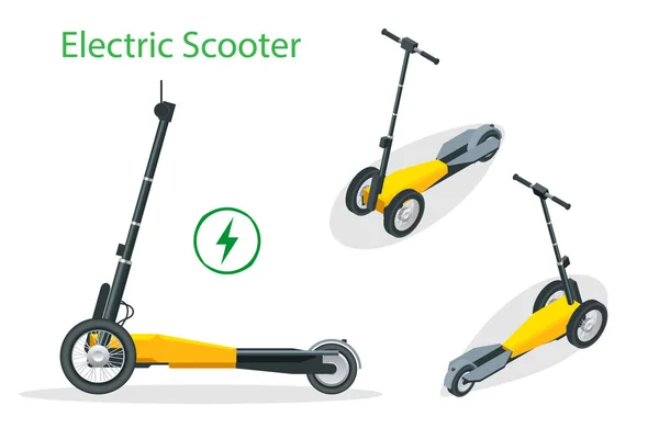 Scooter électrique isométrique sur la route. Transport scooter électrique que vous pouvez louer pour un tour rapide . — Image vectorielle