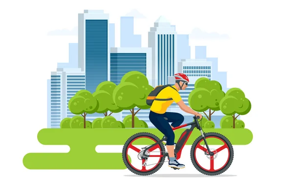 Mobile application on the phone for renting a bike in the city. EV bike station. City Life with Eco Transportation. Healthy Lifestyle. — Stock Vector