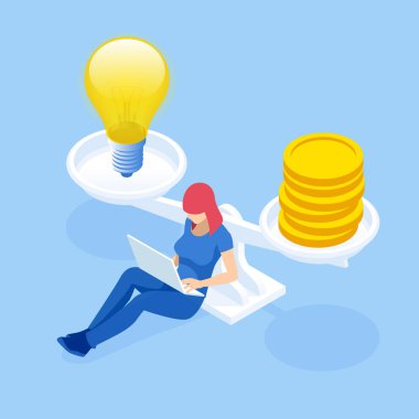 Biyometrik Ölçekler Fikirler ve Para kavramı. İyi kar.