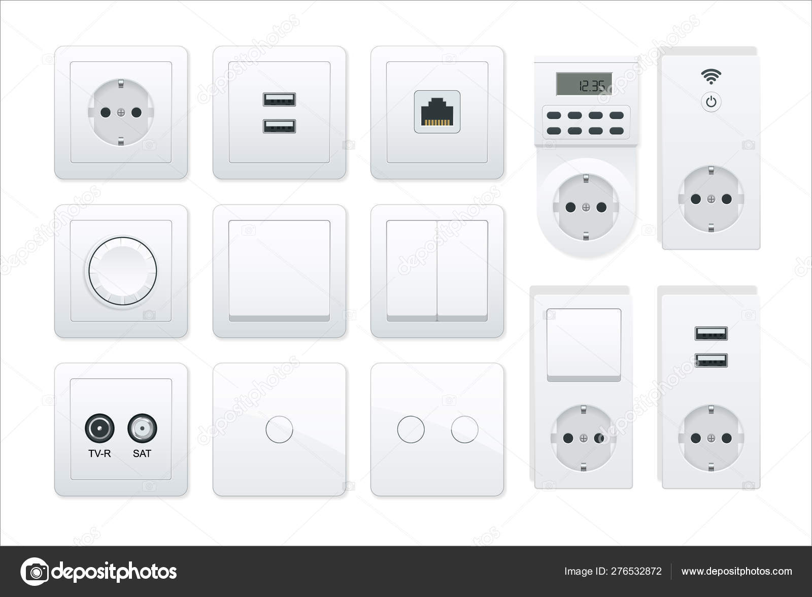 AC Power Plugs and Sockets - All Types - Vector Stock Vector