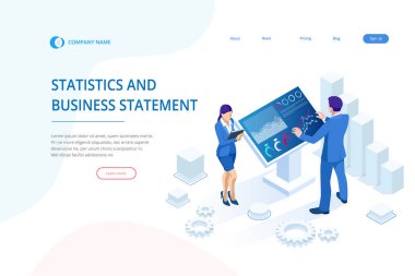 Veri analizi için büyük ekranın önünde ki otometrik erkek. İstatistik ve iş bildirimi, Analytics panosu, iş analizi konsepti