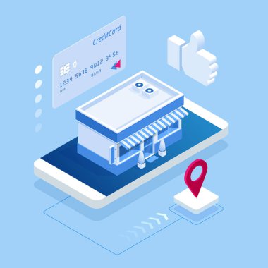 Akıllı telefonlarında mobil uygulama üzerinden isometrik satın alma ürünleri.