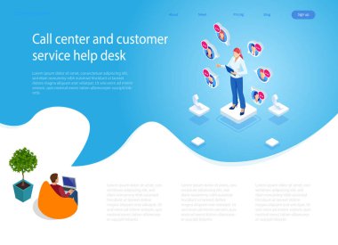 İzometrik Iletişim destek telefon operatörü, çağrı merkezi ve müşteri hizmetleri yardım masası. Eller serbest telefonda konuşan servis masası Danışmanı.