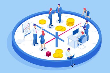 İzometrik etkili zaman yönetimi'nde anahat kavramı. İş adamları planları ve çalışma zamanı, fırsatlar tarihler düzenler, hedeflere ulaşmak.