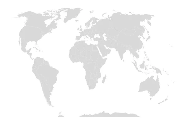 Mapa świata wyizolowana na białym tle. Szara polityczna mapa świata, Ravel na całym świecie — Wektor stockowy