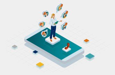 İzometrik Iletişim destek telefon operatörü, çağrı merkezi ve müşteri hizmetleri yardım masası. Eller serbest telefonda konuşan servis masası Danışmanı.