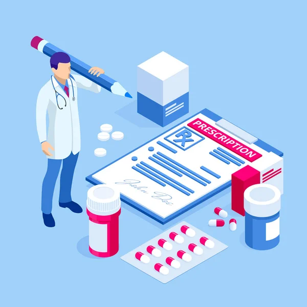 Online Doctor op het werk. Health Medical Science. Banners voor geneesmiddelen en farmacie. Apotheker zorg voor de patiënt. Geneeskunde industrie. — Stockvector