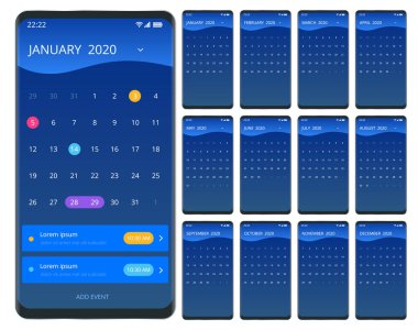 2020 yılı takvimi. Tatil etkinliği planlayıcısı. Hafta Pazar başlar. Kurumsal tasarım planlayıcısı şablonu.