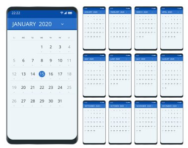 2020 yılı takvimi. Tatil etkinliği planlayıcısı. Hafta Pazar başlar. Kurumsal tasarım planlayıcısı şablonu.