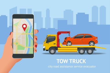 Çekici, yol yardımı. Ulaşım hataları ve acil durum arabaları için çekici. Çekici, arabayı ceza sahasından alıyor..