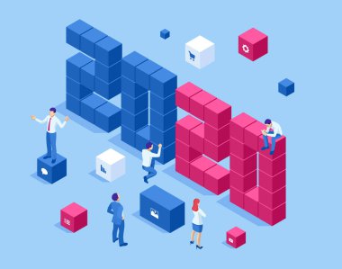 Isometric Mutlu yıllar 2020. Strateji, tanıtım kampanyası kavramı,