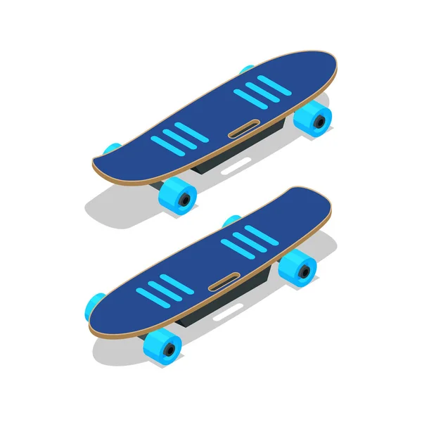 Ισομετρική ηλεκτρικό skateboard ή longboard απομονώνονται σε λευκό. — Διανυσματικό Αρχείο