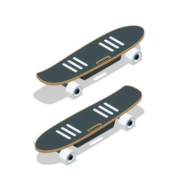 Skateboard électrique isométrique ou longboard isolé sur blanc . — Image vectorielle