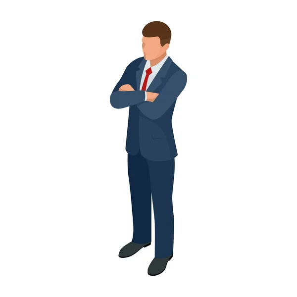 Isometric businessman isolated on write. Creating an office worker character, cartoon people. Business people. — Stock Vector