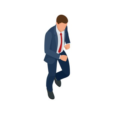 İzci iş adamı yazılı olarak izole edilmiş. Bir ofis çalışanı karakteri yaratmak, çizgi film insanları. İş adamları. İşadamı koşuyor.