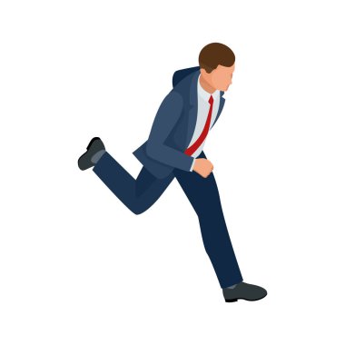 İzci iş adamı yazılı olarak izole edilmiş. Bir ofis çalışanı karakteri yaratmak, çizgi film insanları. İş adamları. İşadamı koşuyor.