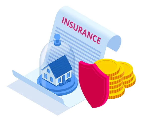 Casa de seguros y capital, concepto de dinero. Concepto de servicios de seguros. Protección contra el peligro, proporcionando seguridad . — Vector de stock