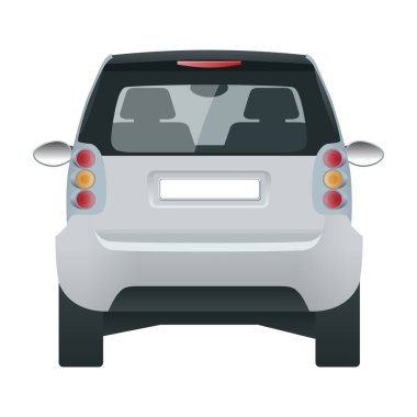 Küçük elektrikli araç ya da hibrit araba. Çevre dostu yüksek teknolojili otomobil. Renk değişikliği kolay. Beyaz üzerine izole edilmiş şablon vektörü