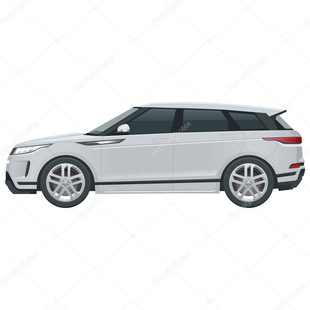 Compact crossover, SUV, 5-door station wagon car. Template vector isolated. View side