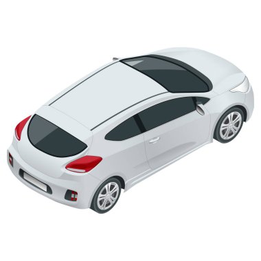 Beyaz arka planda araç vektör şablonu. Kompakt geçiş, CUV, 3 kapılı steyşın vagon. Şablon izole. İzometrik görüntüle