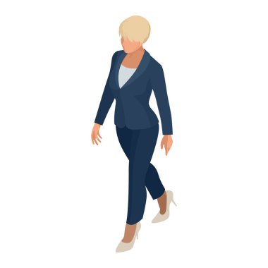 Isometric Business kadınları beyazlar üzerinde izole edilmiş. İş kadınları, iş kadını pozu.