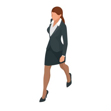 Isometric Business kadınları beyazlar üzerinde izole edilmiş. İş kadınları, iş kadını pozu.