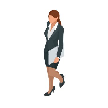 Isometric Business kadınları beyazlar üzerinde izole edilmiş. İş kadınları, iş kadını pozu.