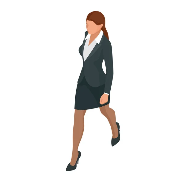 Isometric Business women stylish isolated on white. Business ladies, business woman character pose — Stock Vector