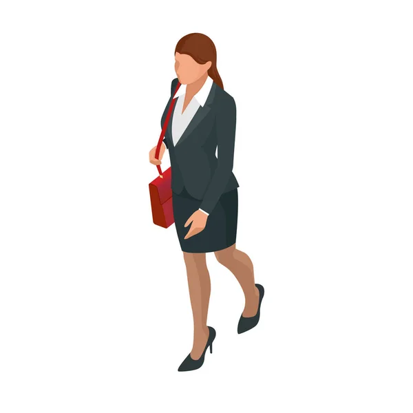 Mulheres de negócios isométricas elegante isolado em branco. Senhoras de negócios, mulher de negócios personagem pose — Vetor de Stock