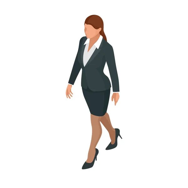 Isométricas mujeres de negocios con estilo aislado en blanco. Señoras de negocios, mujer de negocios pose carácter — Vector de stock