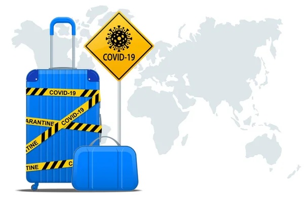 Crise du tourisme. Interdiction de vol, frontières fermées pour les touristes et les voyageurs avec coronavirus. Interdiction de voyager aux vacances d'été en raison du risque de virus — Image vectorielle