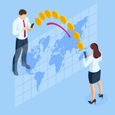 Isome teknolojisi online bankacılık para transferi, e-ticaret konsepti. Mobil ödemeler, mobil bankacılık.