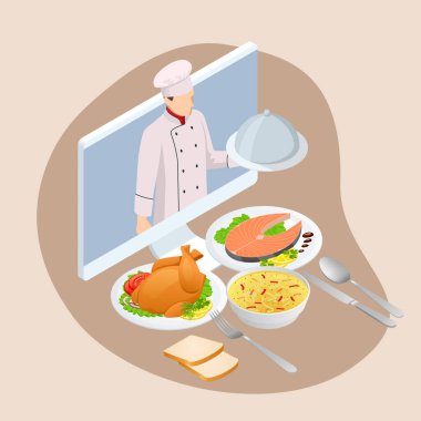 Isometric Cooking Education online. Profesyonel aşçılık. Ev yemeği.