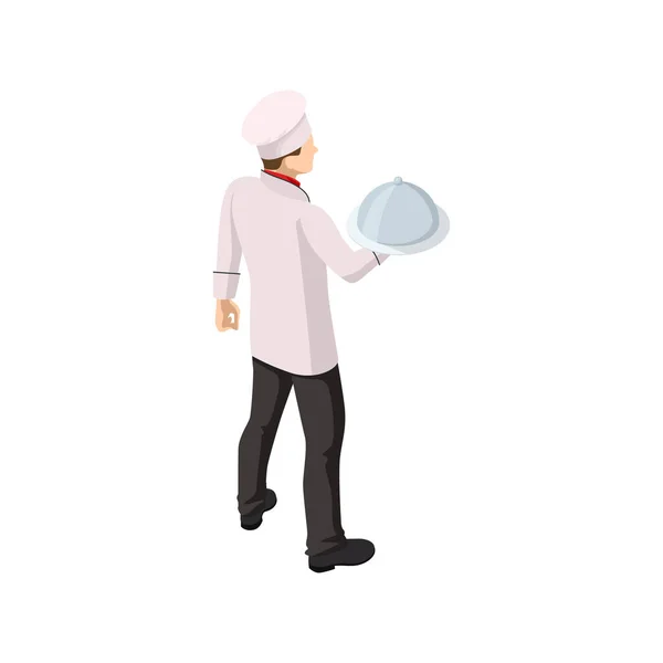 Chef masculino isométrico isolado em branco. Chef em uniforme cozinhar em uma cozinha comercial . —  Vetores de Stock