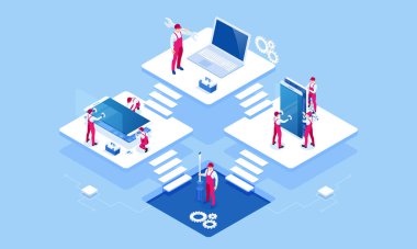 Itric akıllı telefon tamir hizmeti konsepti. Elektronik tamir servisi. Aynı gün telefon tamir sayfası şablonu