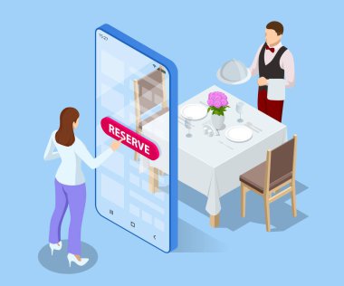 Restoranda online rezervasyon masası. Kafe 'de ayrılmış konsept. Çevrimiçi masa rezervasyonu, mobil rezervasyon.