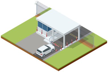 Isome X-ray araba tarayıcısı. Mobil X-ray tarama sistemi kaçakçılığa karşı kullanılır. Sınır kapısında gümrük denetimi.