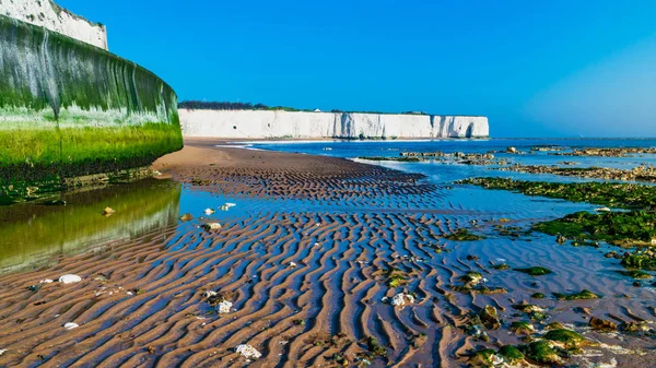 Vista Panorámica Del Mar Marea Baja Playa Acantilados Tiza Blanca —  Fotos de Stock