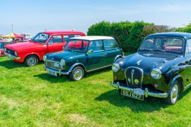 Ramsgate, Kent, İngiltere - 03 Haziran 2018: Yıllık Ramsgate kova kürek klasik araba ralli Ramsgate eski Motor ve motosiklet kulübü tarafından düzenlenen ve CIT'ın Kraliyet Limanı ve Pegwell Bay ayarla