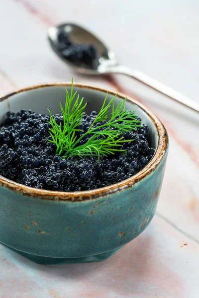 Caviar Lumpfish Negro Una Olla Pequeña —  Fotos de Stock