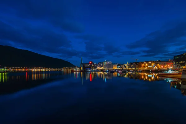 Tromso Norvège Août 2018 Vue Nuit Zone Marina Tromso Offre — Photo