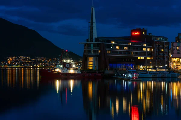 Tromso Norvège Août 2018 Vue Nuit Zone Marina Tromso Offre — Photo