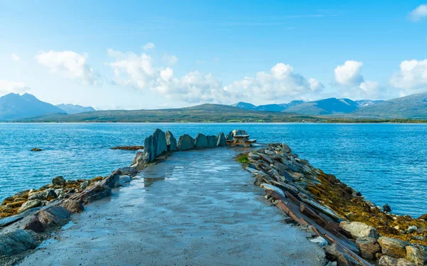 Panoramisch Uitzicht Fjord Van Tromso Het Eiland Tromsoya Noorwegen — Stockfoto