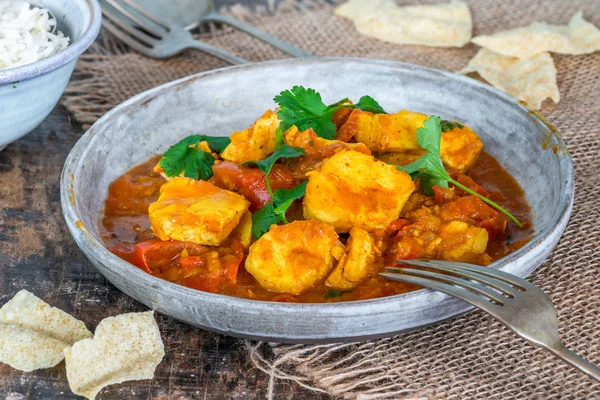 Pește Mappas Kerala Stil Curry Pește Cocos Orez Este Fel — Fotografie, imagine de stoc