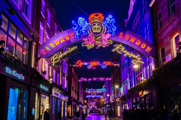 Londra Kasım 2018 Noel Işık Carnaby Street Londra Ngiltere Yok — Stok fotoğraf