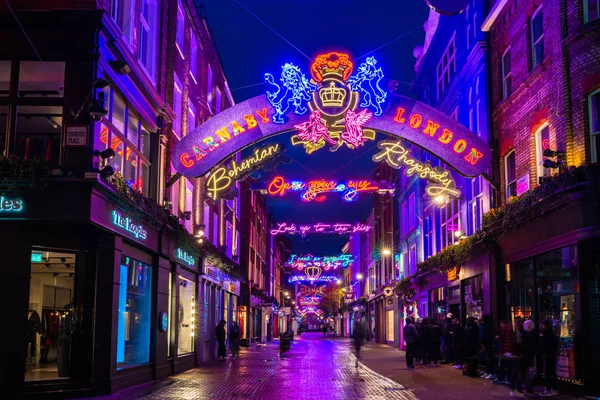 Londra Kasım 2018 Noel Işık Carnaby Street Londra Ngiltere Yok — Stok fotoğraf
