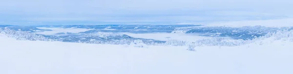 Vista Panorámica Del Paisaje Invernal Con Árboles Cubiertos Nieve Beitostolen — Foto de Stock