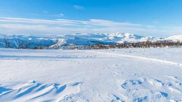 Vedere Panoramică Largă Peisajului Înzăpezit Din Beitostolen Iarna Norvegia — Fotografie, imagine de stoc