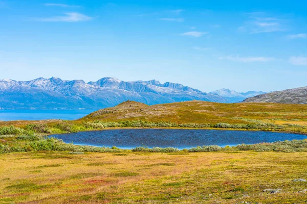 Luftaufnahme Der Berge Und Hügel Rund Tromso Und Tromsoysundet Meerenge — Stockfoto